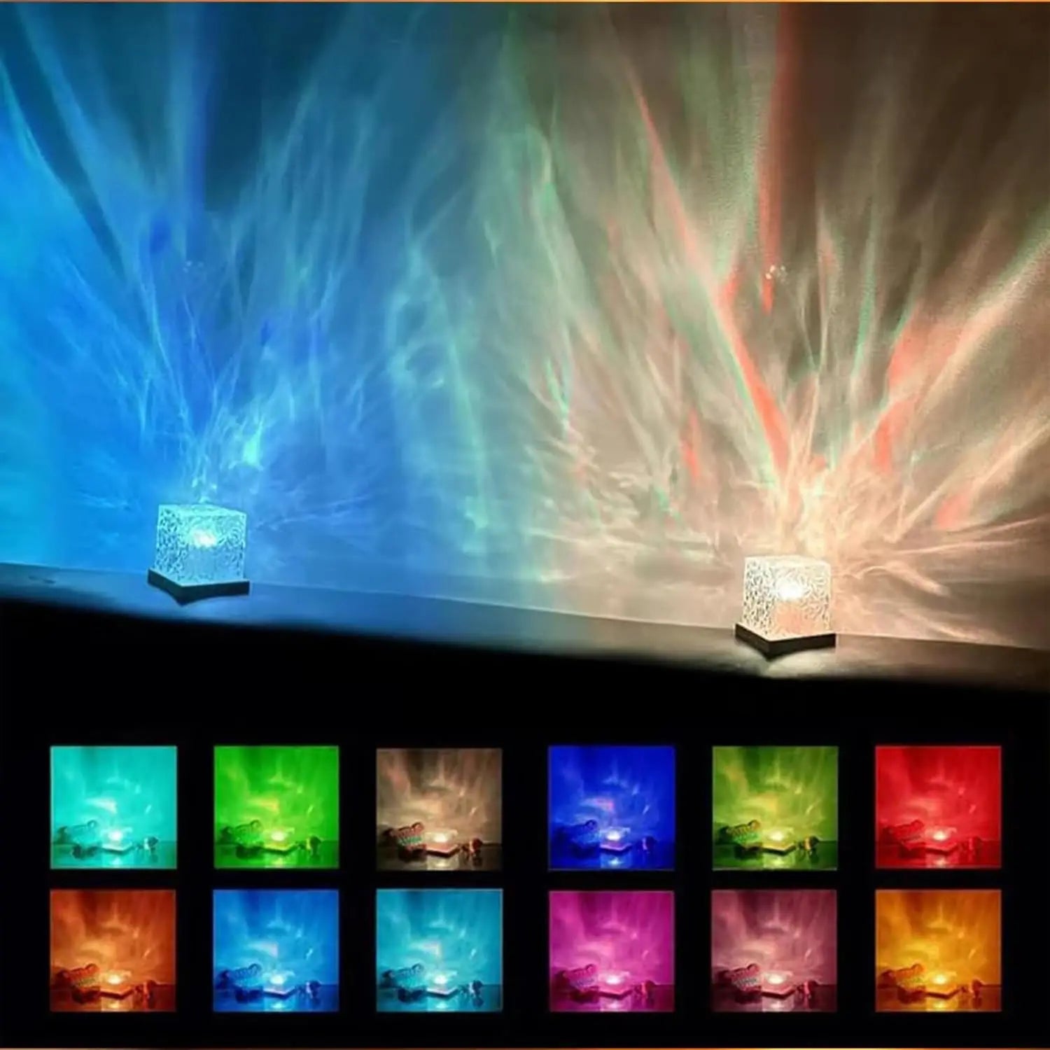 Northern Lights Cube Lamp Ocean Wave Lamp Water Projector Light Luminorthe Cube Lamp Lumena Lights Cube Bedroom Decor 16 Colors